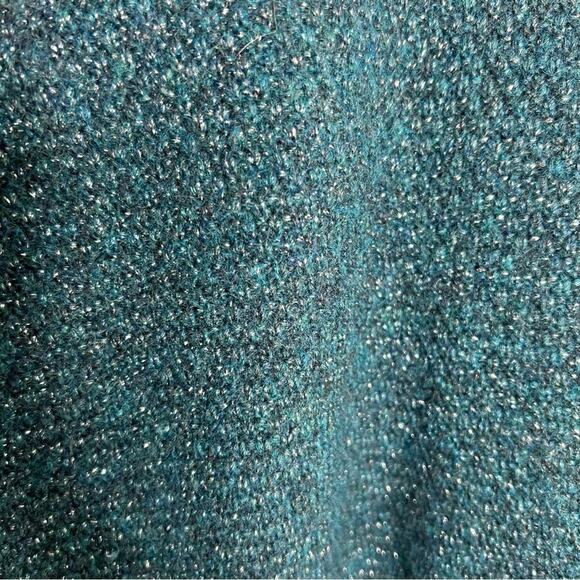 Banana Republic Filpucci Fine Italian Green Teal Silver Yarn Sweater Size Medium - Picture 6 of 12